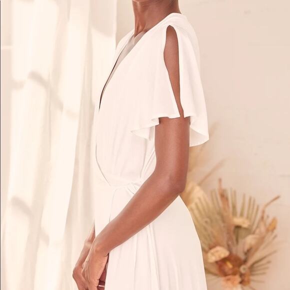 NWT Lulus Azalea Regalia White Wrap Maxi Dress‎ - Picture 4 of 11